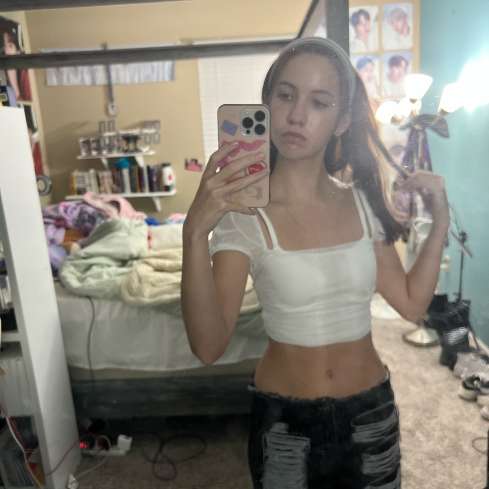 Recycled fibers city lights crop top in white from princess polly! US Size 0